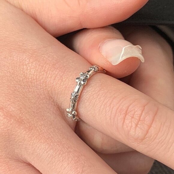 Jewelry - New Vintage Black Big Cross Open Flower Ring